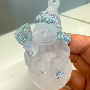 VTG Frosted Glass Snowman Christmas Ornament